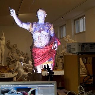 Projection Mapping mit der Statue des Augustus